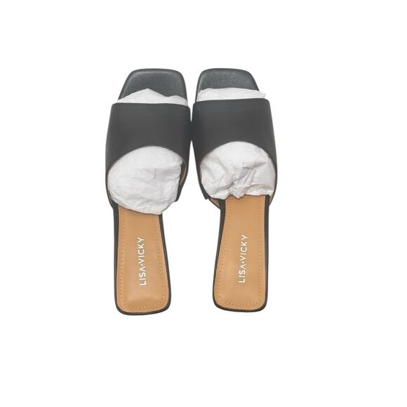 NIB! Lisa Vicky Vital Slide Open Toe Block Heel Leather Sandal - Size 7M - Picture 7 of 11